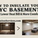 Before and after images of NYC basement insulation project by RenovationServices.com, showing improved comfort.