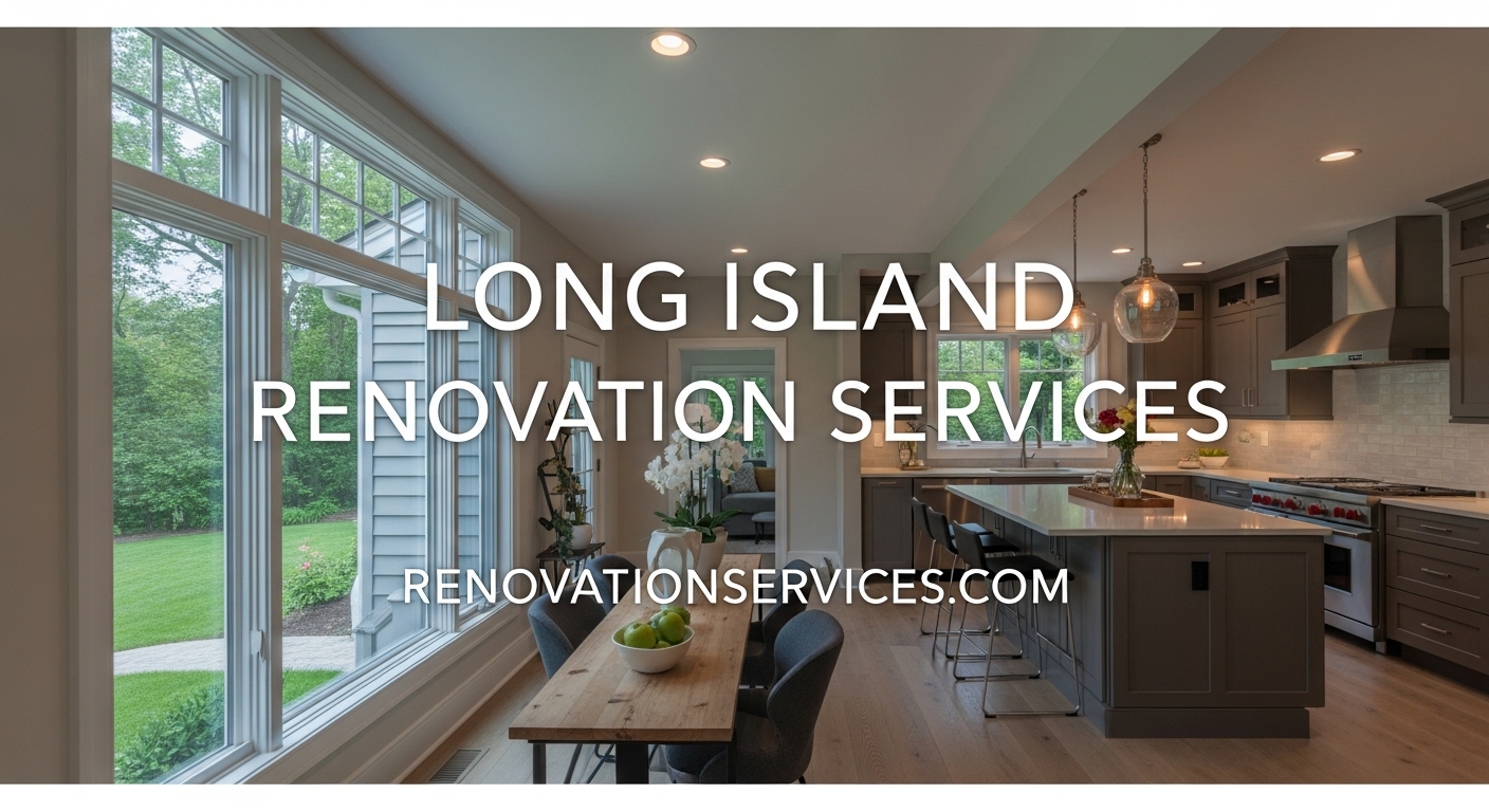 A bright, modern kitchen and dining area in a renovated Long Island home.