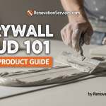 A drywall finisher using a taping knife to apply joint compound to a flat seam.