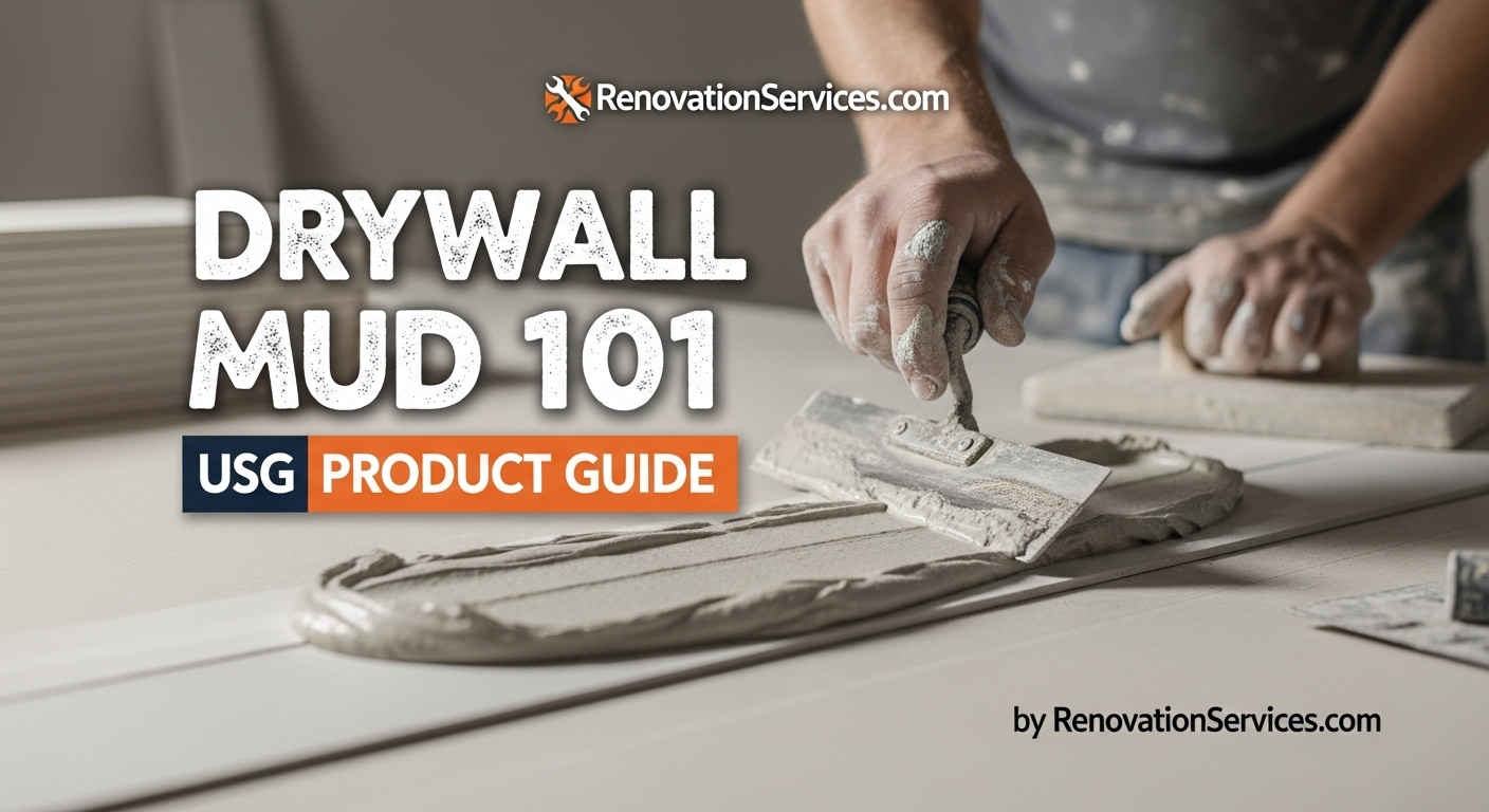 A drywall finisher using a taping knife to apply joint compound to a flat seam.