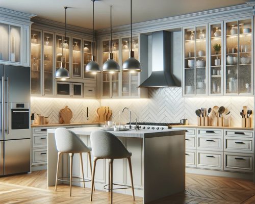 Modern Kitchen Remodeling Modern kitchen interior with state-of-the-art appliances and elegant design.